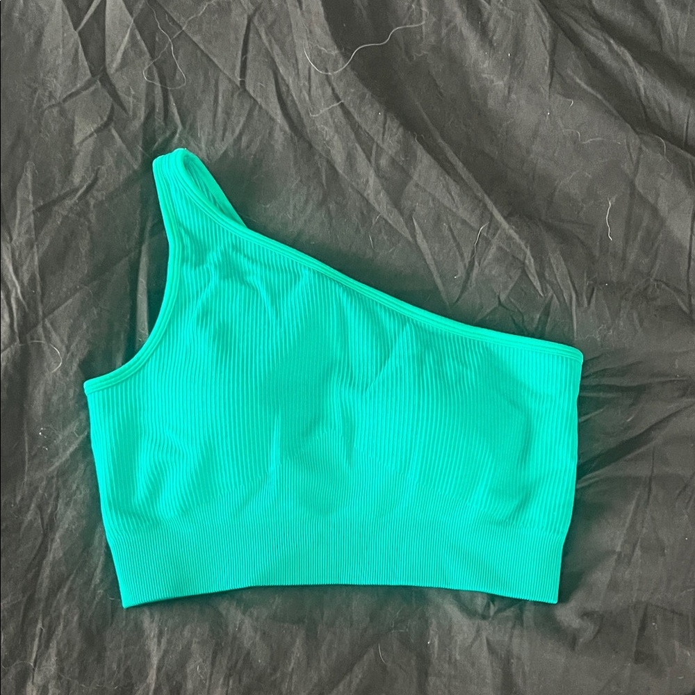 One-Shoulder Green Sports Bra
